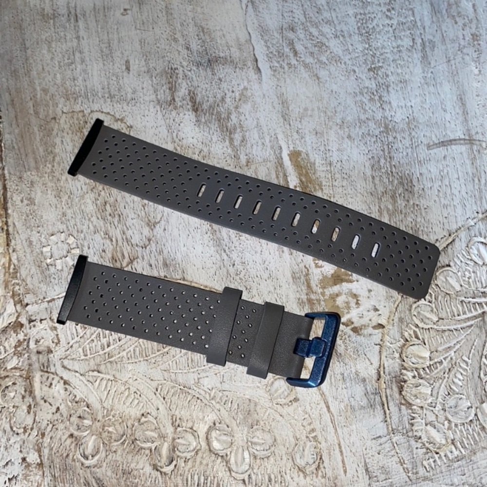 Fitbit iconic Icon leather watch band gray perforated size medium/large new